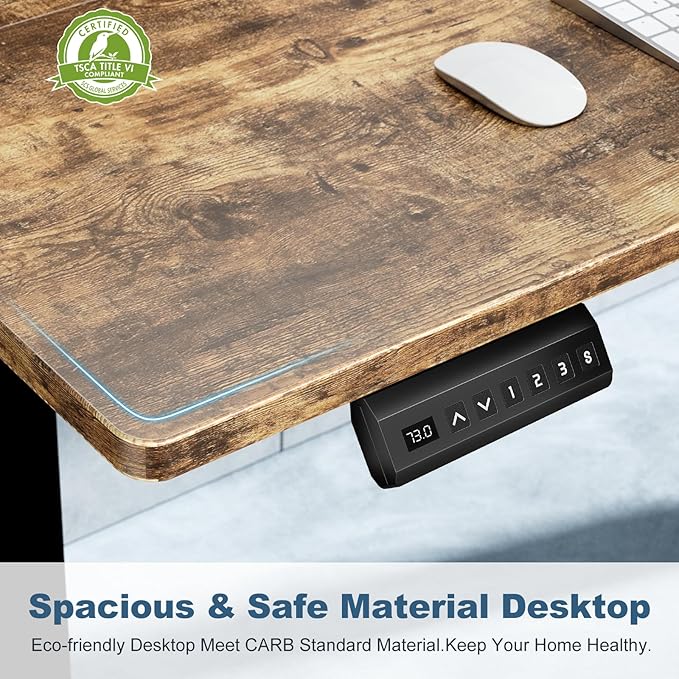 DUMOS 55 Inch Electric Standing Desk Height Adjustable, Sit to Stand Computer Workstations Large Work PC Table Home Office Writing Gaming Desks with Memory Presets for Walking Pad, Bedroom, Rustic