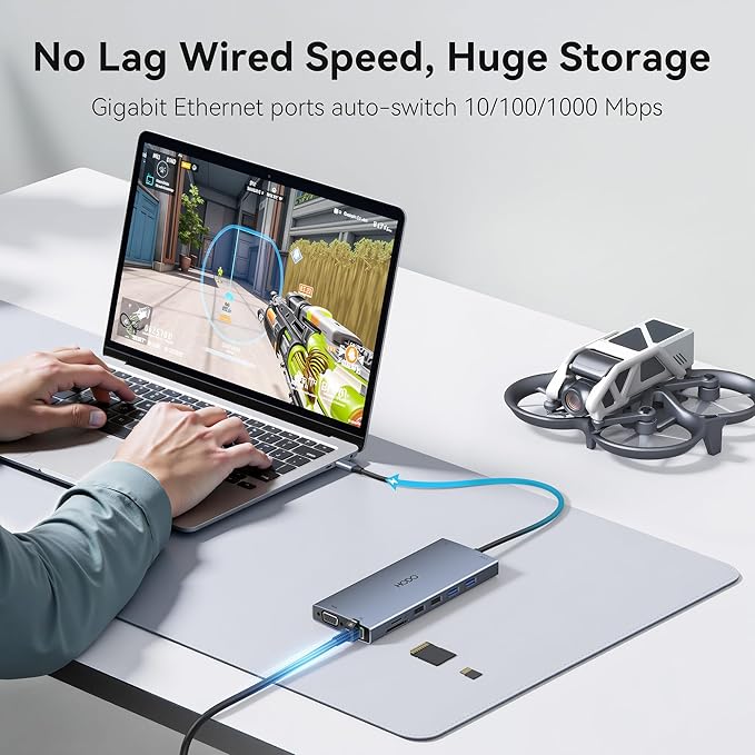 USB C Docking Station Dual Monitor for Dell HP, Laptop Docking Station 3 Monitors 15-in-1 USB C Hub Dock with Dual 4K HDMI+8K DP +VGA+PD+Ethernet+6USB Ports+SD/TF+Audio,USBC Adapter Dongle for Surface