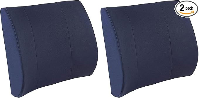 DMI Lumbar Support Pillow for Chair to Assist with Back Support with Removable Washable Cover to Ease Lower Back Pain and Discomfort While Improving Posture,14 x 13 x 5,Contoured Foam,Premium,Navy