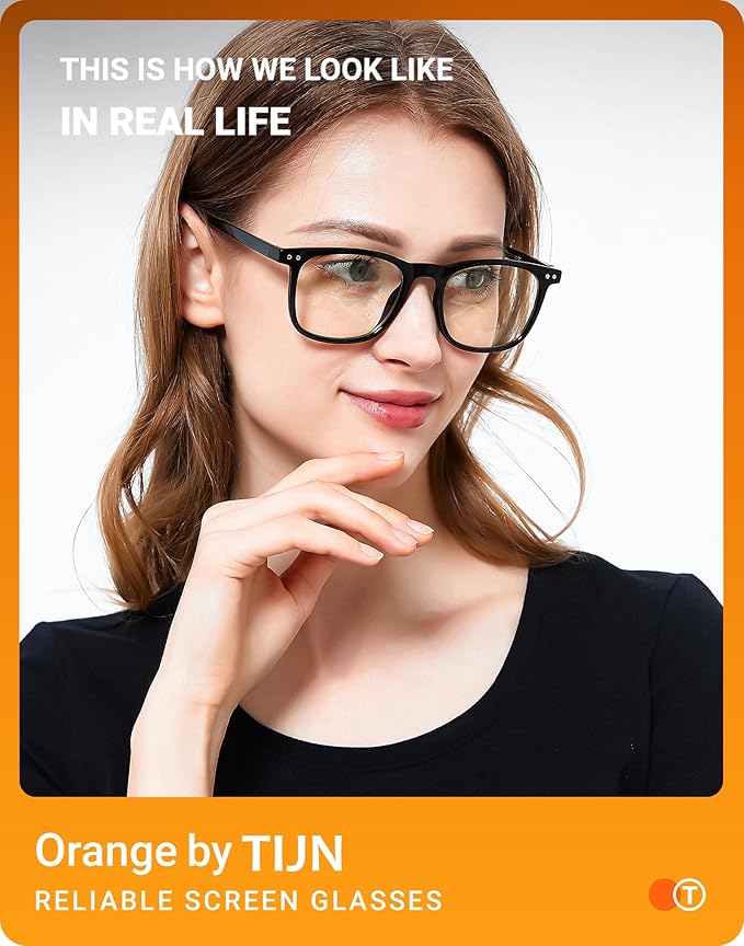 TIJN Sleep Glasses Blue Green Light Blocking Dual AR Coatings Amber Lens for Computer Gaming Screen Fatigue & UV Protection