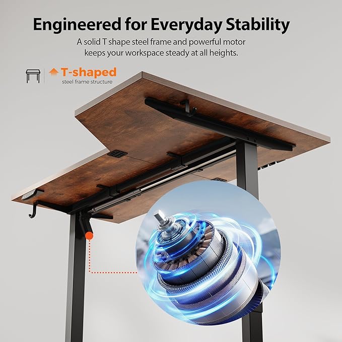 Agilestic Electric Standing Desk, Height Adjustable Desk, 63 x 35 Inch Sit Stand up for Work Office Home, L Shaped Ergonomic Rising Computer Table with Memory Preset, Rustic Brown