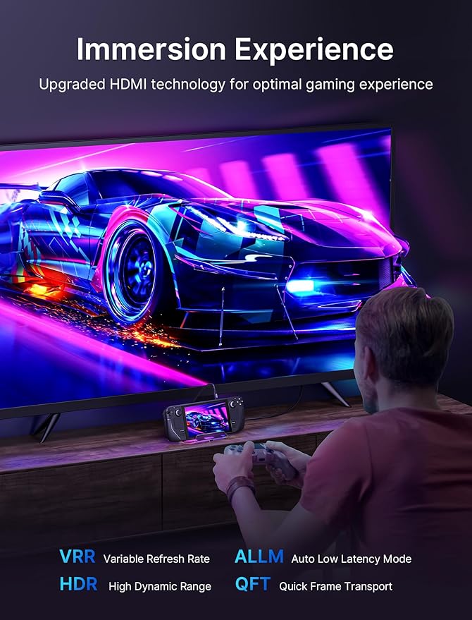 JSAUX RGB Docking Station for Steam Deck (OLED)/ROG Ally/Legion Go, 12-in-1 Handheld Dock with 4K@120Hz HDMI & DisplayPort Gigabit Ethernet USB C 3.2 USB A 3.2/2.0, SD/TF Slots 3.5mm Jack-HB1201S