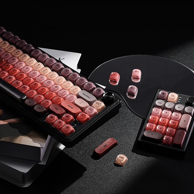 OHY PBT Keycaps, XVX Berry Kiss Theme Red Jelly HOA Profile Key Cap, 132-Key Cute Custom Keycaps (for Mechanical Keyboards with Cherry/Gateron MX Switches)-Lipstick