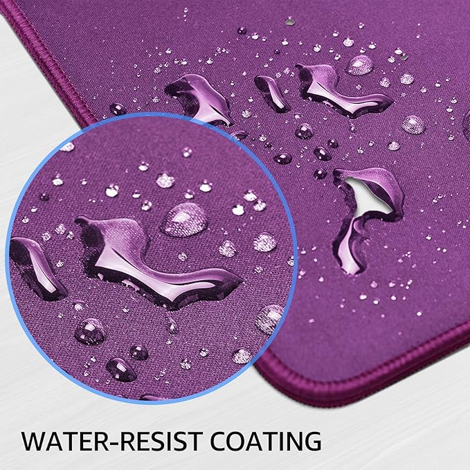KTRIO Large Gaming Mouse Pad Desk Mat, Superior Micro-Weave Cloth, Non-Slip Rubber Base, Stitched Edges, Water-Resistant, for Gamer, Office & Home, 31.5 x 15.7 Inch，Violet Purple