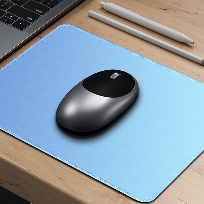 Bloss Small Mouse Pad for Gaming, Desk Pad Mat for Keyboard and Mouse, Gradient Blue Desk Mousepad with Stitched Edges, Computer Mouse Pad(11.8 x 9.8 x 0.12 Inches)