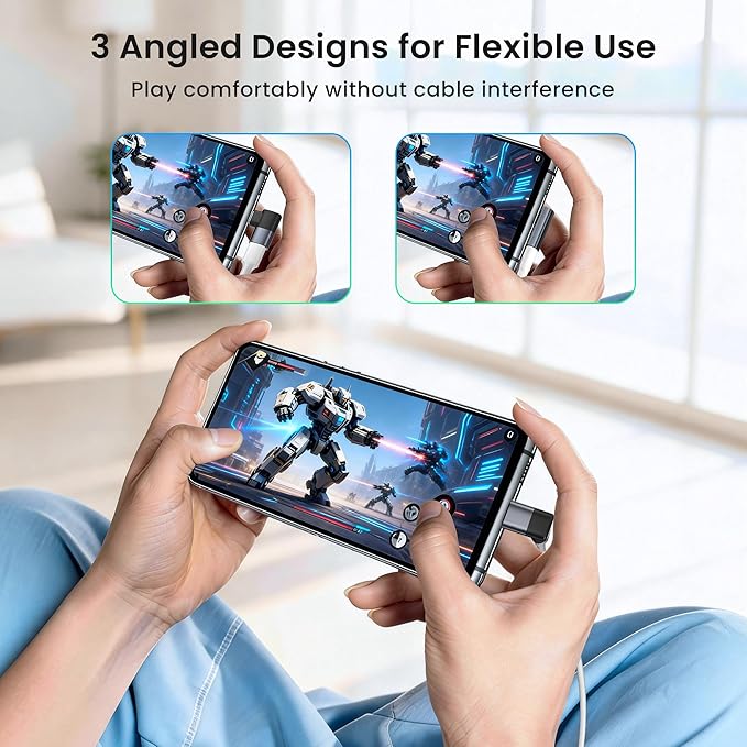 RUXELY USB C 90 Degree Adapter 3Pack,PD 100W 40Gbps Right Angle Extender,Type C Male to Female Connector,Thunderbolt 4 3 Extension Converter for iPhone 17e,MacBook Pro,Steam Deck,Switch,Laptop