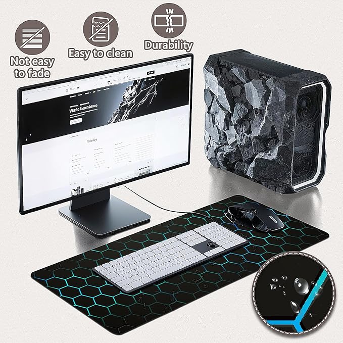 Gaming Mouse Pad - (31.5"×11.8") Honeycomb Large Mouse Pads for Desk - Desk Mat for Keyboard and Mouse with Non-Slip Base, Desks Pad Matfor Game/Office & Home