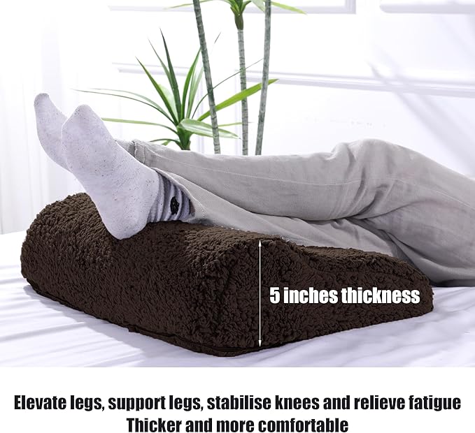 HOMBYS Extra Large Recliner Leg Pillow, Sherpa Foam Foot Rest for Sleeping Rest, Wave Shape Recliner Cushion, Multipurpose Footrest Extender, Back & Lumbar Pillow for Bed Sofa,(Coffee)