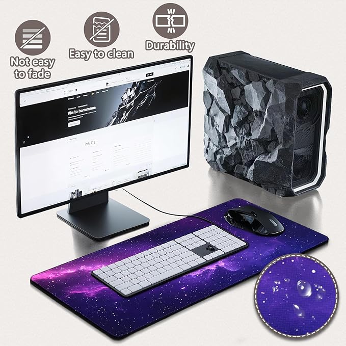 Mouse Pad Gaming - Desk Mat for Keyboard and Mouse - Galaxy Space Large Mouse Pad for Desk, Mousepad (31.5" x 11.8") with Non-Slip Base, Desks Pad Mat for Gaming, Office and Home