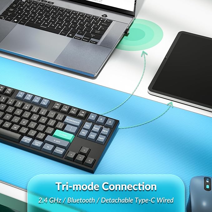 Keychron B33 2.4 GHz Wireless Bluetooth Keyboard Silent Typing 80% TKL Layout Launcher Support Ergonomic Angle Compatible for Mac Windows Linux-Deep Black