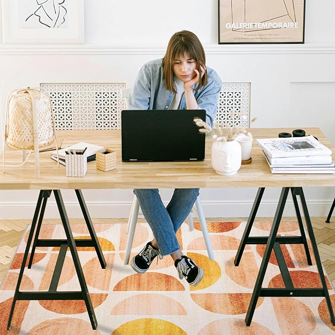Office Chair Mat for Hardwood Floor, 60"x45" Easy Glide Computer Desk Mat Protector for Rolling Chair Under Desk Rug Nonslip Backing, Machine Wash, (Modern)