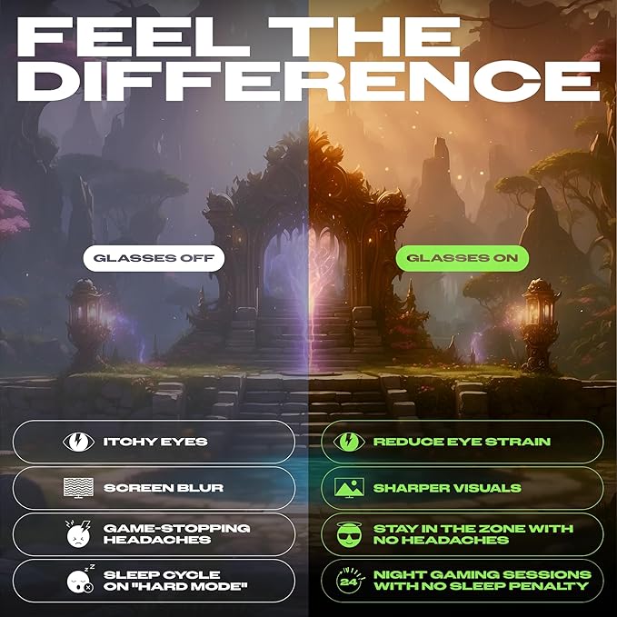 Titan Gaming Glasses, Blue Light Blocking, Night Driving Glasses for Men, Computer Protection, Gift for Gamers