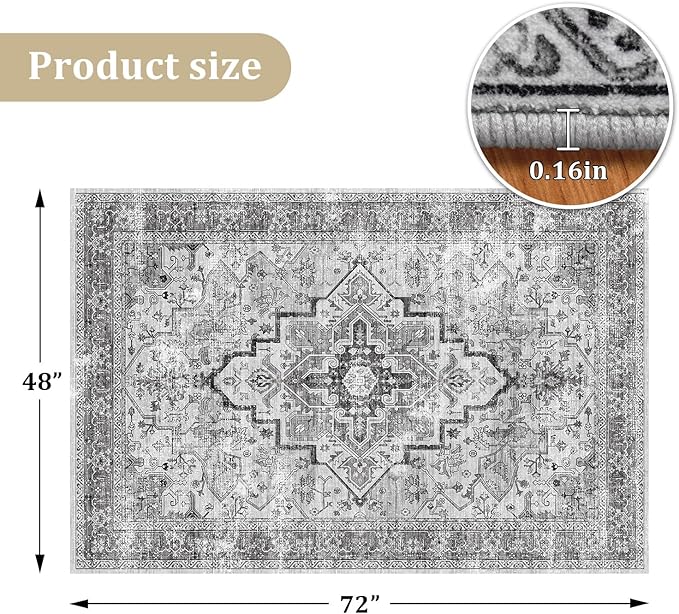 chakme Office Chair Mat for Hardwood Floor, 72"x48" Easy Glide Computer Desk Mat Protector for Rolling Chair Under Desk Rug Nonslip Backing, Machine Wash, (Boho)