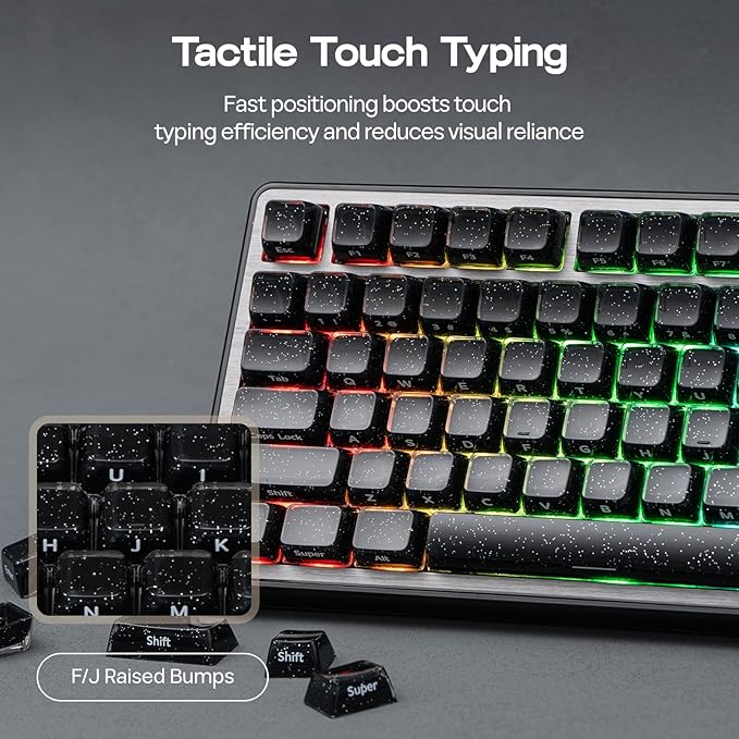 EPOMAKER Lusterfly Jelly Keycaps Set - 123 Keys Double-Shot Laser Engraved, MDA Profile, ABS+PC, Non-Shine-Through, MX-Compatible for 61/68/84/87/98/100/104-Key Mechanical Keyboard (Black)