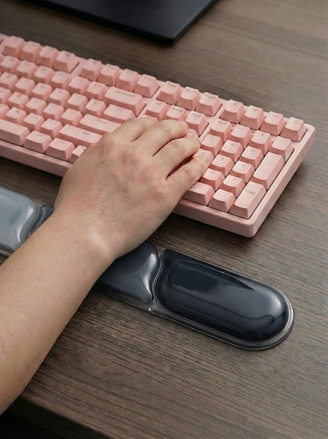 icolor Crystals Gel Mouse Pad Keyboard Wrist Rest Set, Ergonomic Keyboard & Mousepads Wrist Support, Non Slip Gel Keyboards Wrist Rest Desk Pad for Computer Laptop Gaming Office Gift (Black)