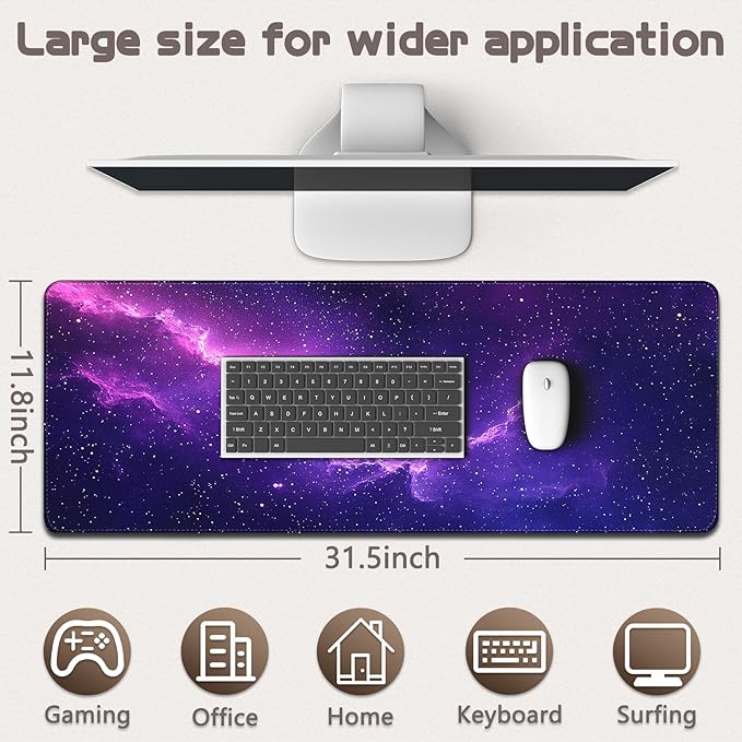 Mouse Pad Gaming - Desk Mat for Keyboard and Mouse - Galaxy Space Large Mouse Pad for Desk, Mousepad (31.5" x 11.8") with Non-Slip Base, Desks Pad Mat for Gaming, Office and Home