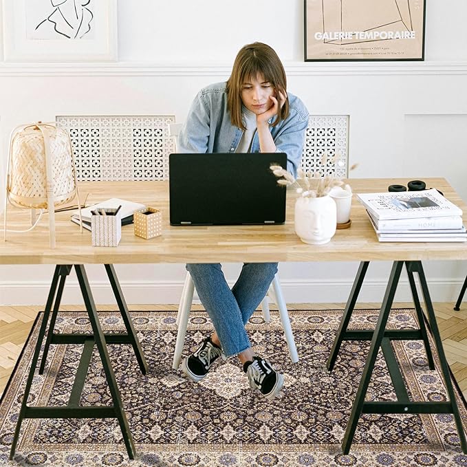 Office Chair Mat for Hardwood Floor, 60"x45" Easy Glide Computer Desk Mat Protector for Rolling Chair Under Desk Rug Nonslip Backing, Machine Wash, (Modern)