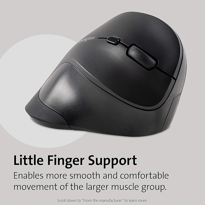 Kensington Ergonomic Vertical Wireless Mouse (K75575WW), Grey/Black
