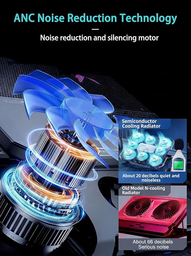 8-Fan Laptop Cooling Pad with Thermoelectric Cooler, 5-Speed Independent Control, 10 RGB Lights, 7-Height Adjustable Metal Panel Laptop Cooler, for 15.6-21 Inch Gaming Laptops