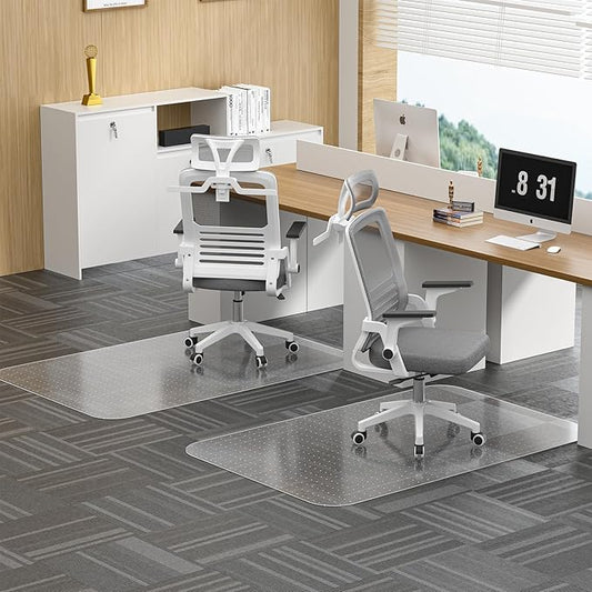 2Pcs Office Chair Mat for Carpet, 30" X 48" X 0.09" Desk Chair Mat for Carpet Floors, Clear Rolling Chair Mats with Non-Slip Studded for Home and Office Low Pile Carpets