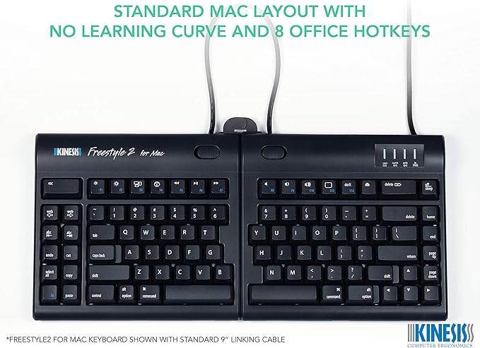 KINESIS Freestyle2 USB Keyboard for Mac (9" Standard Separation), Black