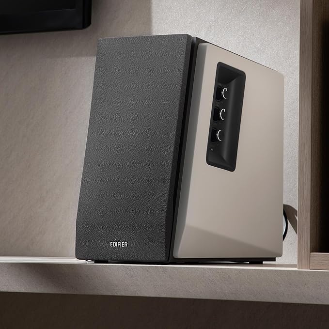 Edifier R1700BT Bluetooth Bookshelf Speaker - Active Near-Field Studio Monitors - Powered Speakers 2.0 Setup Wooden Enclosure - 66w RMS White