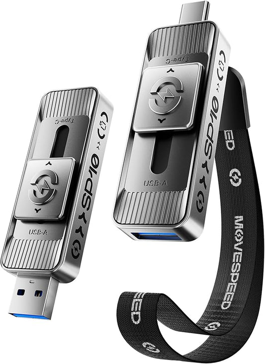 MOVE SPEED 512GB High-Speed 1050MB/s Read Pro Solid State Drives - Dual Ports USB 3.2 +Type C for Mac iOS Android Creators & Photographers