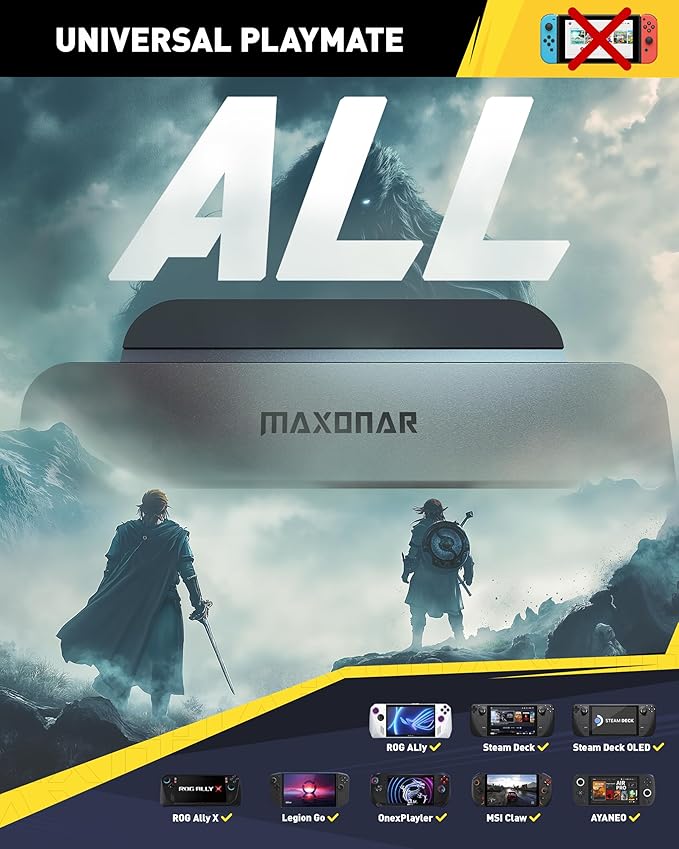 Maxonar Upgraded Docking Station 4K@120Hz for ROG Ally X/Steam Deck OLED/Legion Go (S) /MSI Claw, 6-in-1 Steam Deck Dock with HDMI 2.1, 3*USB-A 3.0, Gigabit Ethernet, 100W Charge for Steam Deck LCD