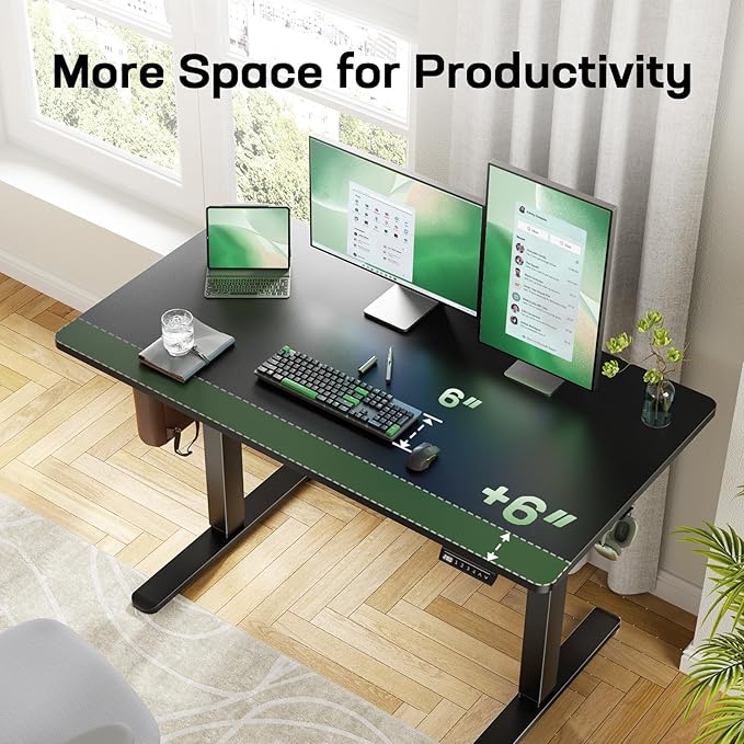 Marsail Standing Desk, Height Adjustable Desk with One-Piece Desktop, 48 x 30 inch Black Sit Stand Desk with 4 Memory Presets for Home Office & Workstations (2 Packages)