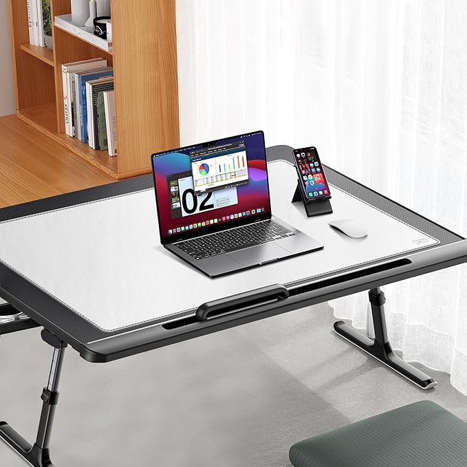 Cacoy 36" x 20" Leather Desk Mat, XXL Large Gaming Keyboard Mouse Pad, Computer Desk Pad Protector, Waterproof Desk Mats on Top of Desks, Office Desk Blotters (White)