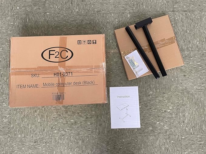 F2C Portable Adjustable Height 360° Swivel Laptop Desk PC Computer Mobile Notebook Laptop Stand Rolling Table Desk Cart Tiltable with Wheels Casters& Mouse Pad Table
