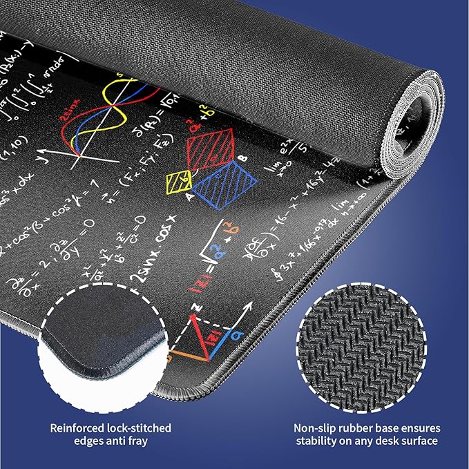 Extra Large Gaming & Office Mouse Pad (31.5" x 11.8") – Math Science Inspirational Quote Colorful Formulas Slide Design, Premium Anti-Slip XXL Desk Mat with Durable Stitched Edges