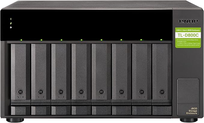 QNAP TL-D800C 8 Bay Desktop JBOD Storage Enclosure with USB 3.2 Gen 2 Type-C Connectivity