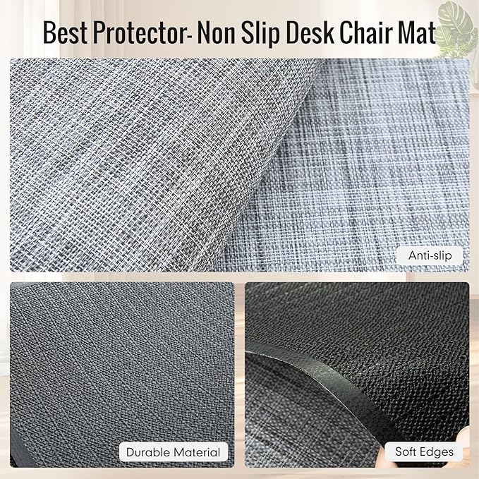 Office Chair Mat,36"x48" Anti-Slip Waterproof Hardwood Floor Chair Mat,Heavy Duty Floor Protector Rolling Chairs for Home Office(Grey)
