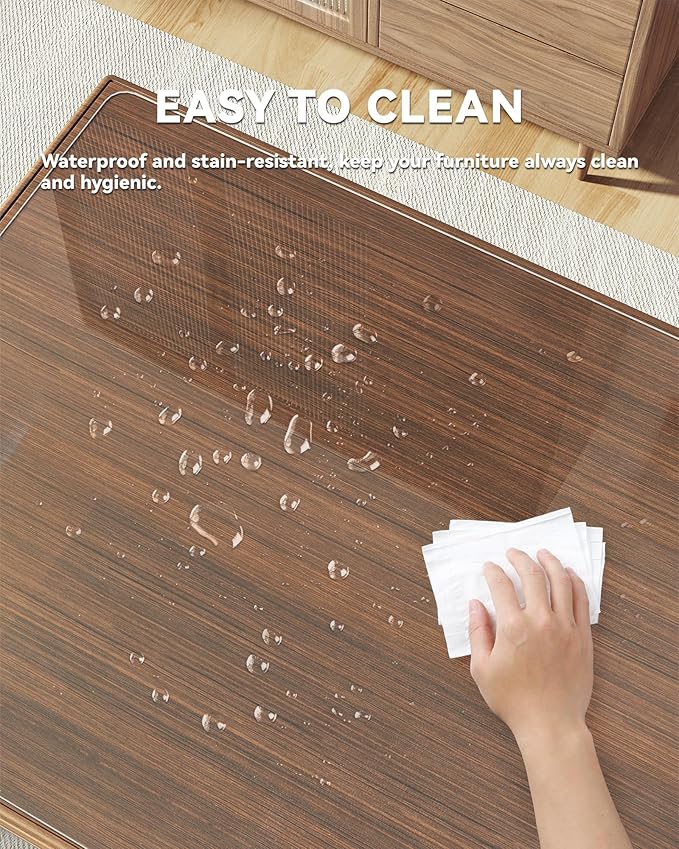 Oterri Clear Writing Desk Pad, 20’’x40” Heat Resistant Waterproof PVC Round Edge Durable Desk Protect Mat, Anti-Static Writing Mat Table Protector