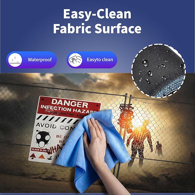 Extra Large Gaming & Office Mouse Pad (31.5" x 11.8") with Durable Stitched Edges – Zombie Dead Man Walking in Dark Danger Scary Scene Halloween Infection Design, Extended XXL Desk Mat
