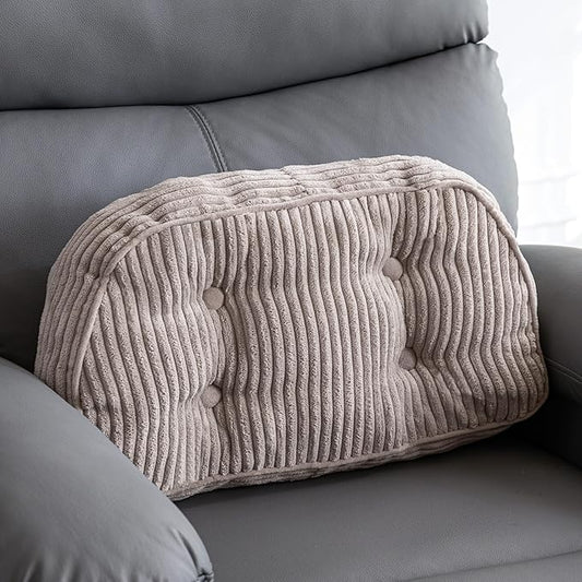 HIGOGOGO Lumbar Support Pillow for Recliner Chair/Accent Chair/Couch/Office Chair, Tufted Corduroy Back Support Cushion for Elderly, Recliner Cushions for Back Rest, Pain Relief, Reading, Grey