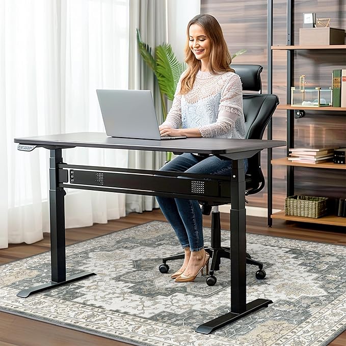 48"x60" Office Chair Mat for Hardwood Tile Floor, Under Desk Carpet Protector for Rolling Computer Chair Mat, Machine Washable Area Rug, Anti-Slip 1/5" Thick Low Pile Thin Vinyl Floor Mat, Grey