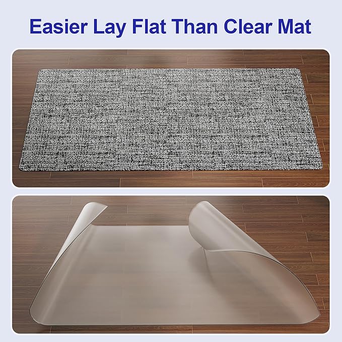 Delamu Office Chair Mat for Hardwood Floor, Non-Slip PVC Woven Computer Desk Chair Mat, 45"×53" Heavy Duty Hard Floor Protector for Rolling Chairs, Black & White, Not for Carpet