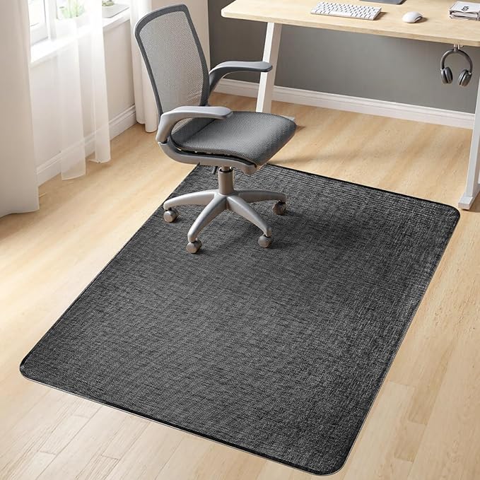 Sycoodeal Office Chair Mat for Hardwood & Tile Floor,Computer Gaming Chair Mat for Rolling Chairs Non-Curve, Anti-Slip, Heavy Duty Floor Protector for Home Office,Dark Black (40" x 55")