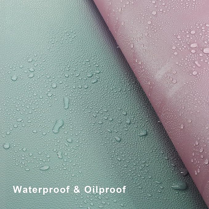 Vyaaa L-Shaped Leather Desk Pad Protector,Large Mouse Pad Corner Desk Mat,Double Sided Desk Blotter for Computer,Laptop,Office or Home,51" x 51"x 15.8",Pink and Green