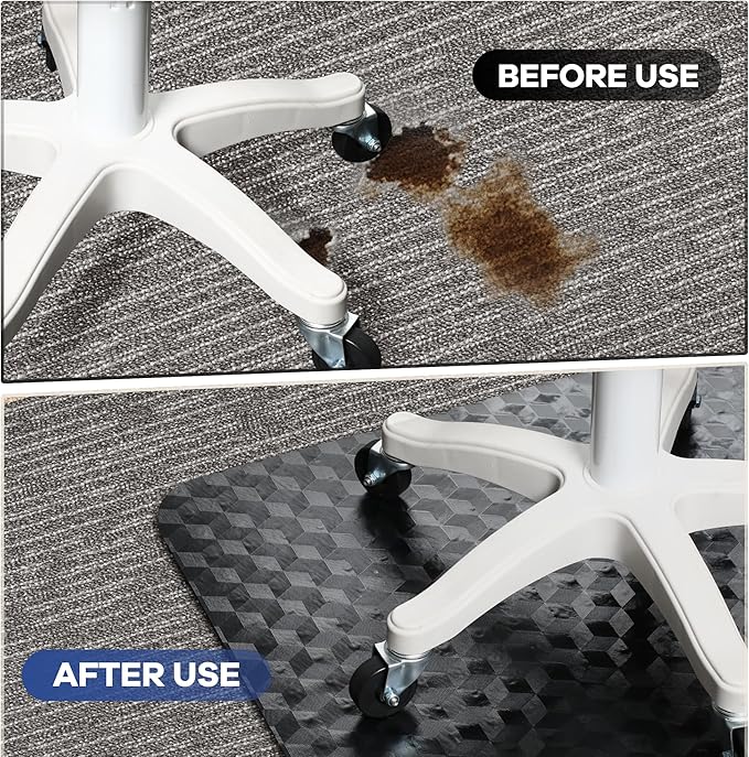 BesWin Office Chair Mat for Carpet, 48" x 60" Large Computer Desk Chair Mat for Low Carpeted Floors, Thick and Sturdy Carpet Protector for Rolling Chairs, Easy Glide Floor Mat for Home, Gaming (Black)