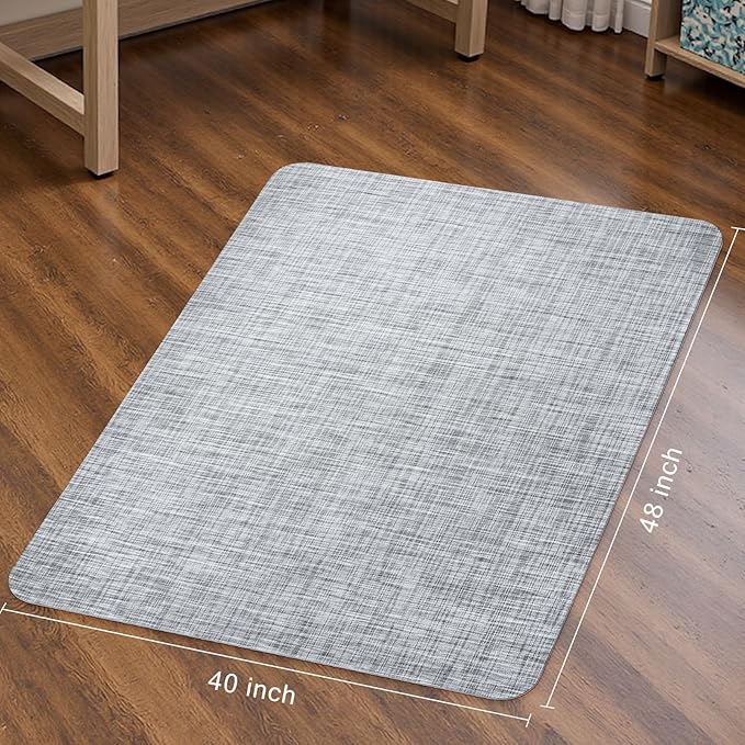 Sycoodeal Office Chair Mat for Hardwood & Tile Floor, 40" x 48" Computer Gaming Chair Mat for Rolling Chairs Non-Curve, Anti-Slip, Heavy Duty Floor Protector for Home Office (Grey)