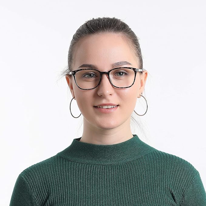 VisionGlobal 2 Pack Blue Light Blocking Glasses for Women Men, Stylish Square Frame(Leopard+Floral)