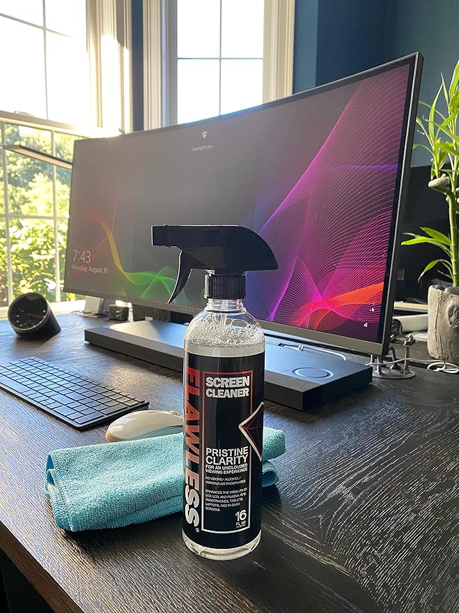 Flawless Screen Cleaner Spray with Microfiber Cleaning Cloth for LCD, LED Displays on Computer, TV, iPad, Tablet, Phone, and More (Single)