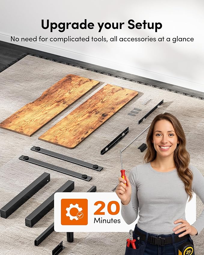 FEZIBO Electric Standing Desk Adjustable Height, 40 x 24 Inch Sit and Stand Desk, Home Office Desk, Ergonomic Workstation Computer Desk, Rustic Brown