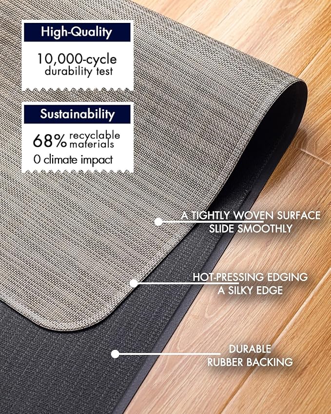 Office Chair Mat for Hardwood Floor Under Desk Computer Rolling Chair Mat for Wood/Tile Floor Non-Slip Heavy Duty Desk Rug PVC Plastic Hard Floor Protector 45"x 53" (Soapstone)