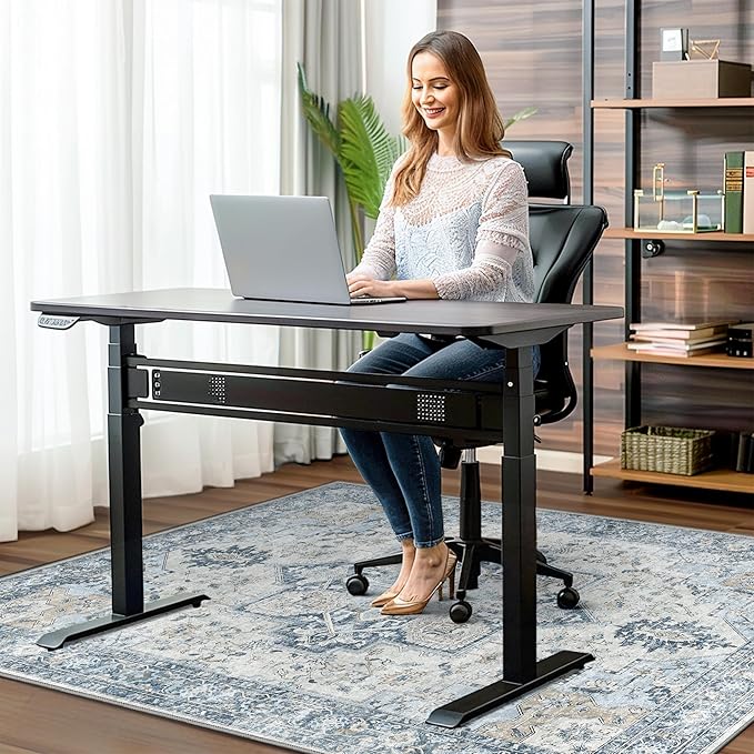 36"x60" Office Chair Mat for Hardwood Tile Floor, Under Desk Carpet Protector for Rolling Computer Chair Mat, Machine Washable Area Rug, Anti-Slip 1/5" Thick Low Pile Thin Vinyl Floor Mat, Blue