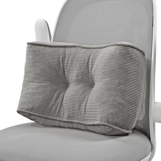 Lumbar Support Pillow for Office Chairs, Bite-Size Natural Latex Foam Back Support Pillow for Lower Back Pain Relief, Soft & Support Corduroy Desk Chair Cushion, M, Gray