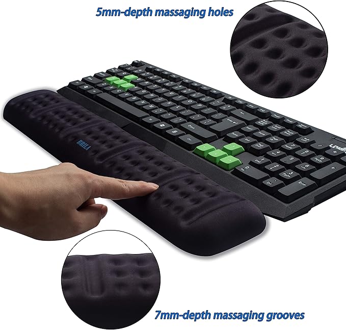 BRILA Upgraded Ergonomic Keyboard Wrist Rest Support Cushion Pad, Comfy Soft Memory Foam Gel Padding Non-Slip Large Keyboard Wrist Hand Elbow Palm Support Pad for Office Work & PC Gaming